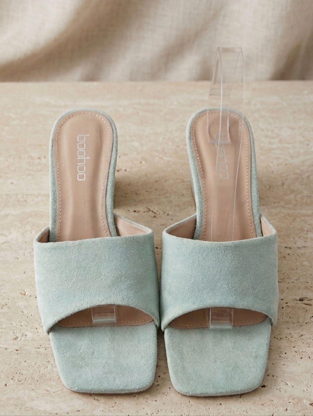 Boohoo Sage Gren Mules Slip-On Sandals